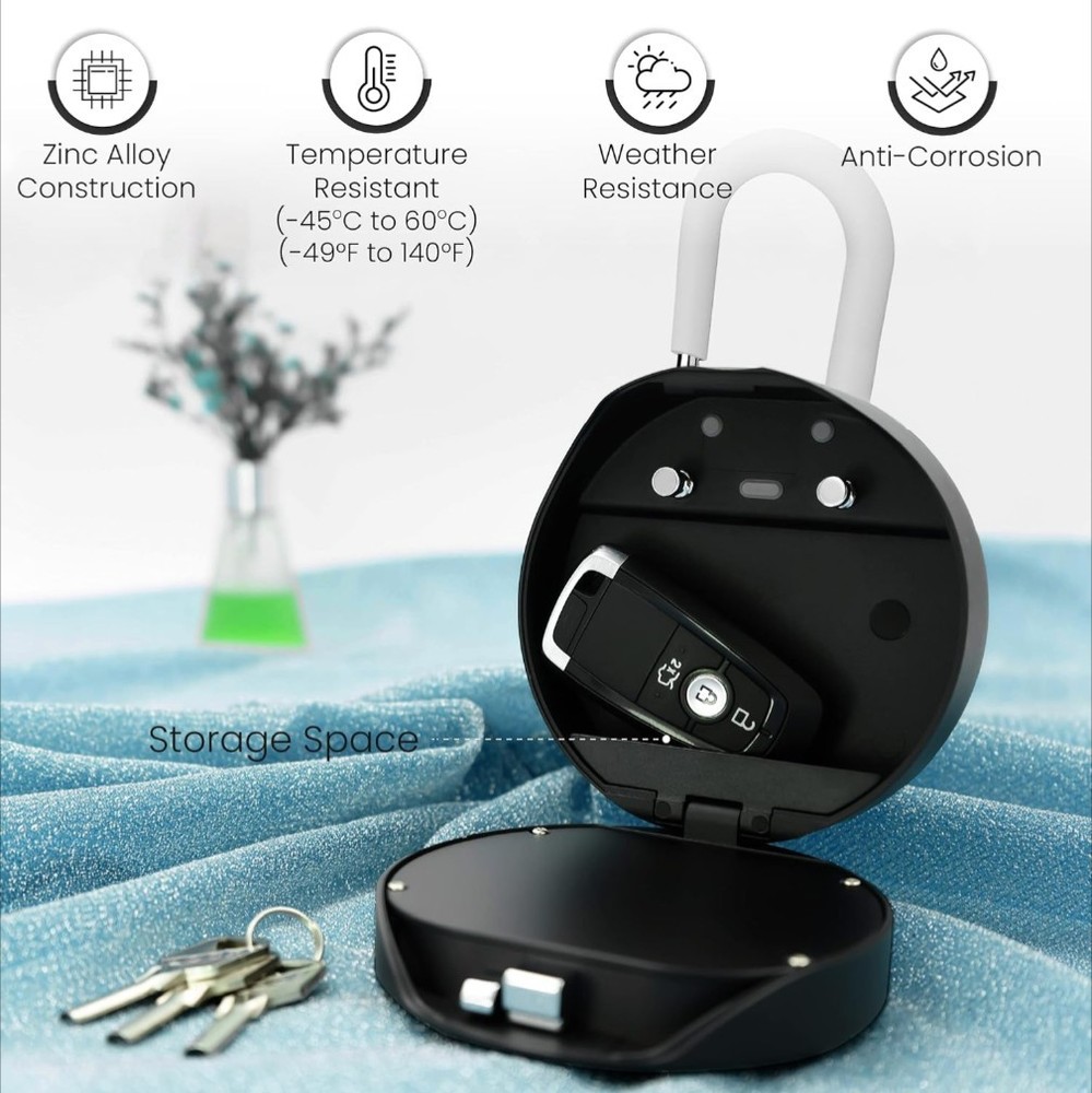 Nu-set Smart Key Storage Box, Hanging Shackle, Black - Remote Program - NISB