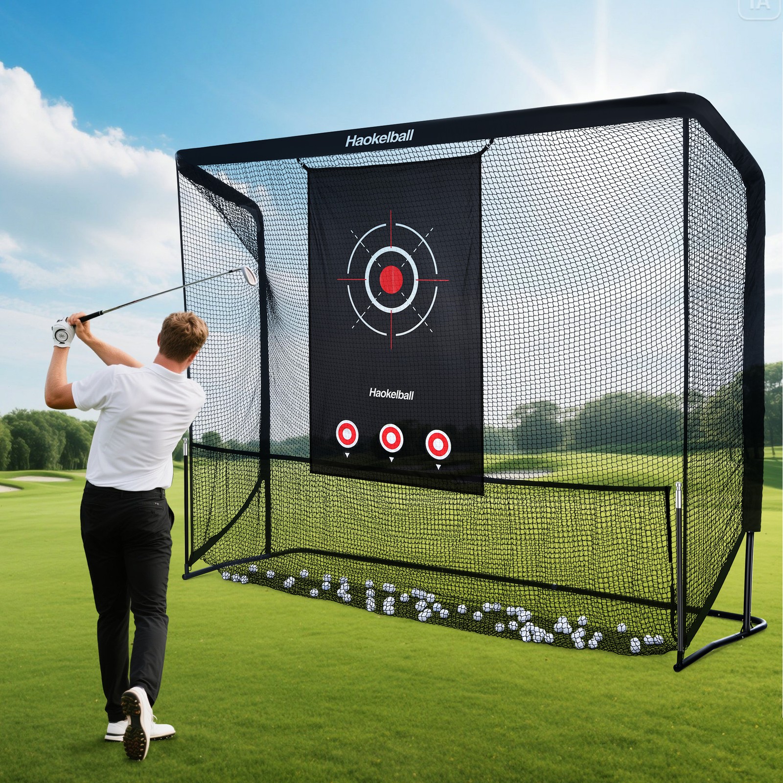 Haokelball 10x7.5ft Large Golf Practice Hitting Net Heavy Duty Golf Hitting Net