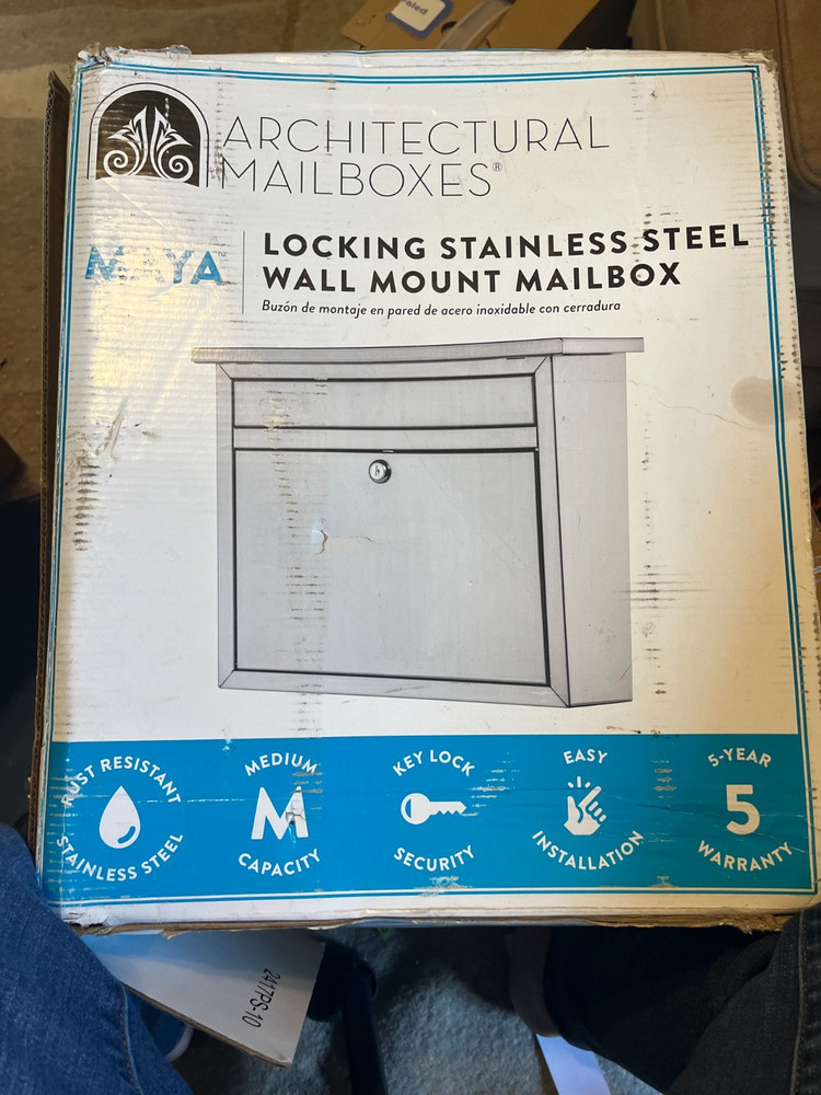 Architectural Mailboxes 2417PS-10 MAYA Wall Mounted Locking Mailbox - Stainless