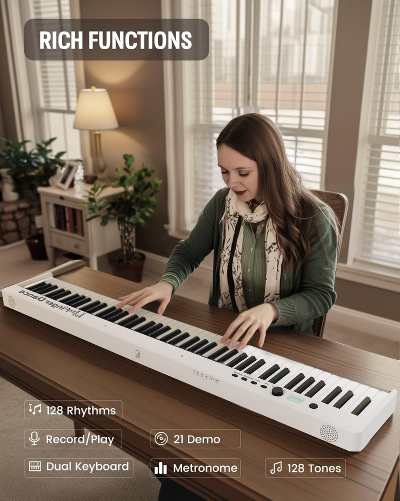 Digital Piano Keyboard 88 Keys Portable Bluetooth MIDI Touch Sensitive