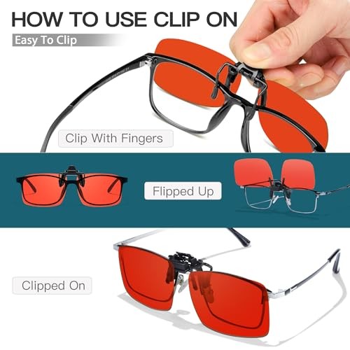 Trysee Rectangular Clip-On Flip-Up Blue Light 57 Millimeters C01 Orange