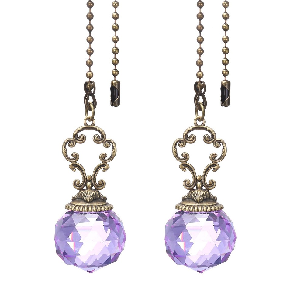 Ceiling Fan Pull Chain, 2 Pack 12" Decorative Crystal Pendant Chain Extender ...