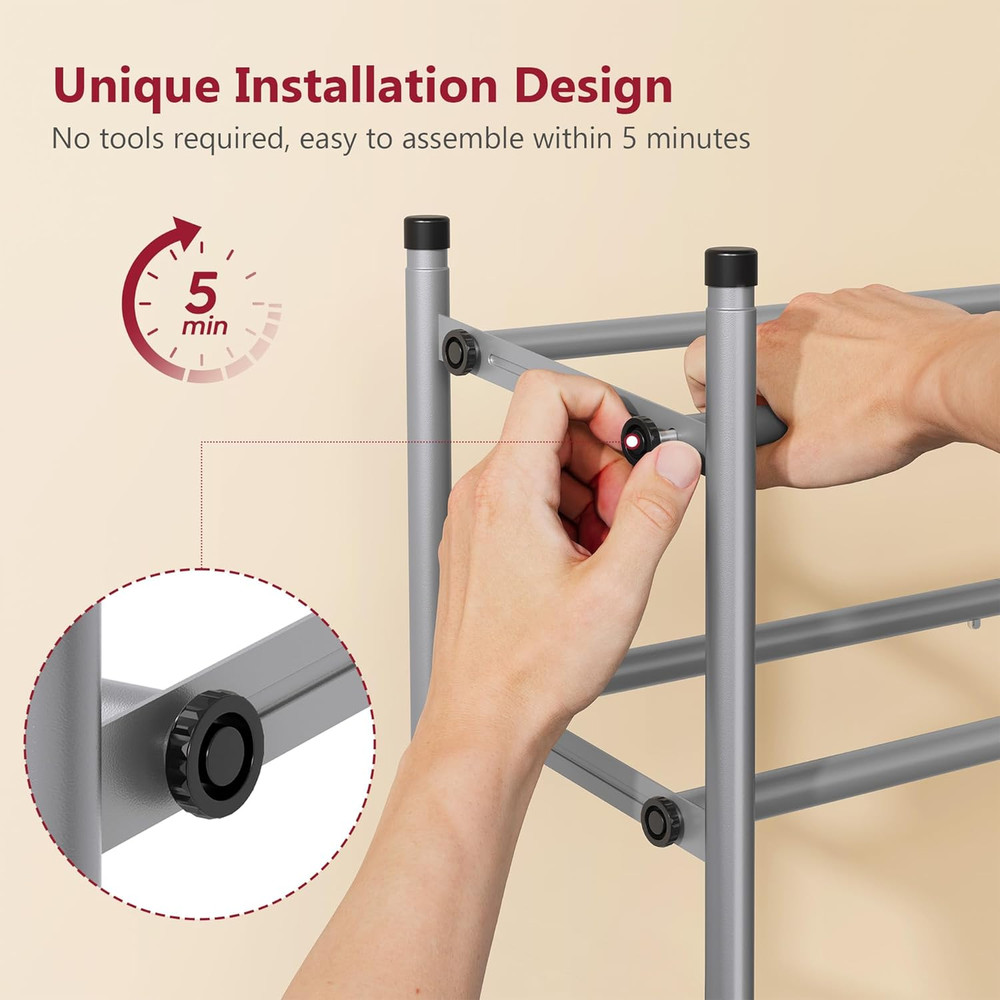 2 Tier Expandable Shoe Rack for Closet, 28“-41“Adjustable & Stackable Shoe Shelf