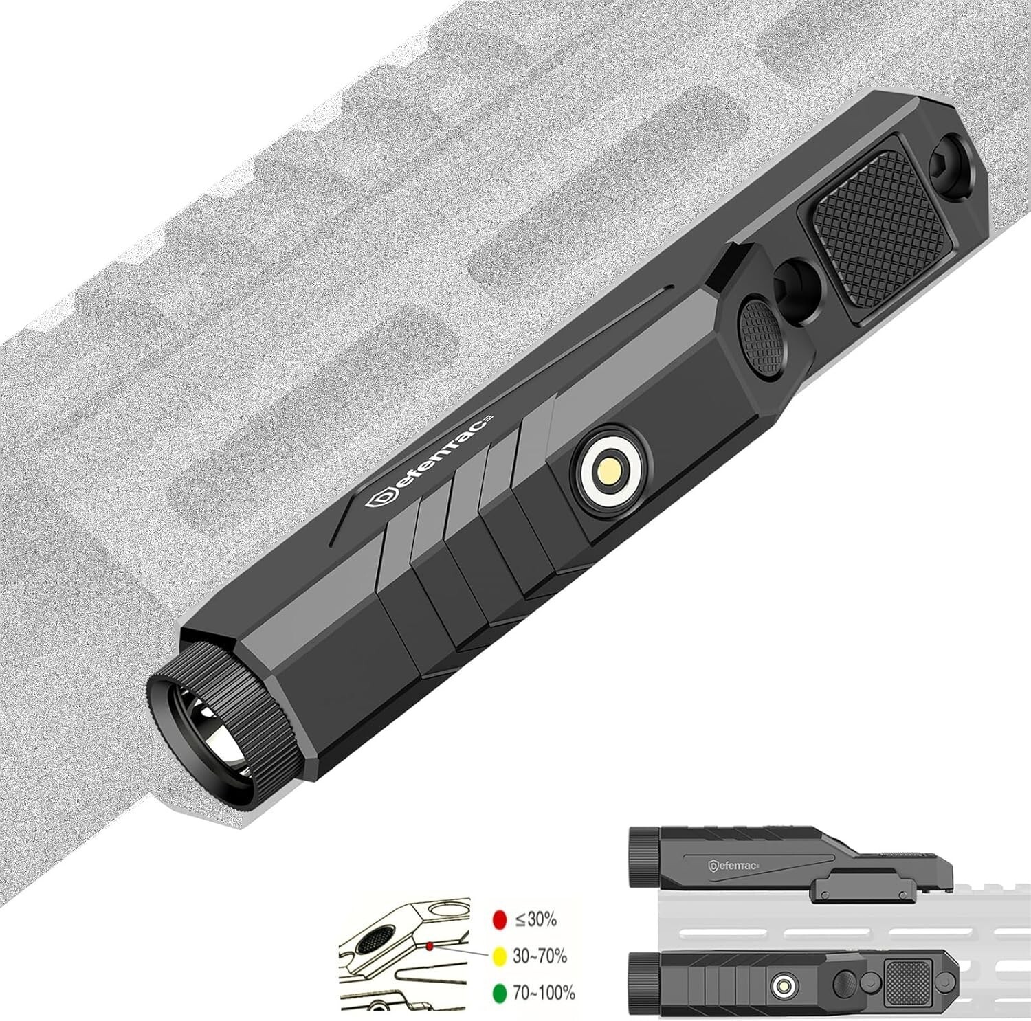 DEFENTAC 1600 Lumens Tactical Flashlight fit for M-LOK & Picatinny Rail Magnetic