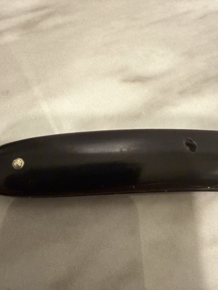 Vintage Black Handle Straight Razer With Worn Case