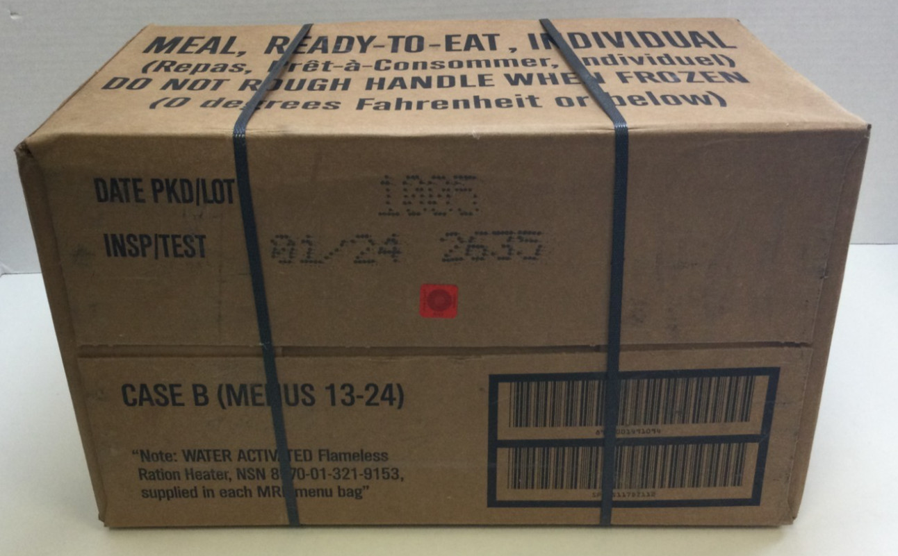 MRE Case B, Menus 13–24, Sealed Military Ready To Eat Meals (INSP 2024)