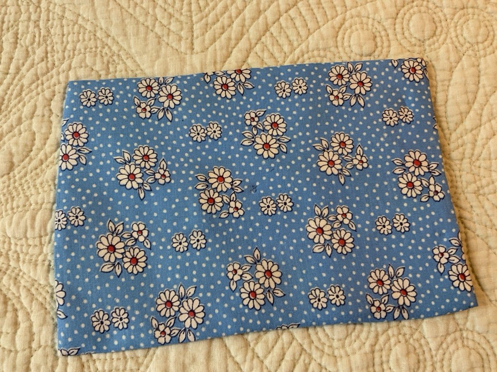 Vintage Patchwork Quilt Small Table Topper, Four Patch, Florals, Calicos