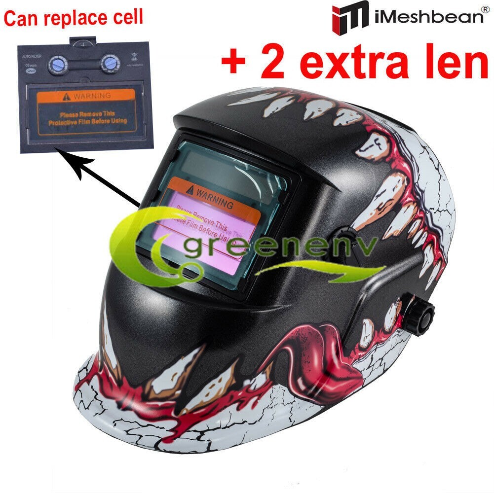Blood Mouth Solar Auto Darkening Welding Helmet Arc Tig Mig Welder Mask Hood+Bag