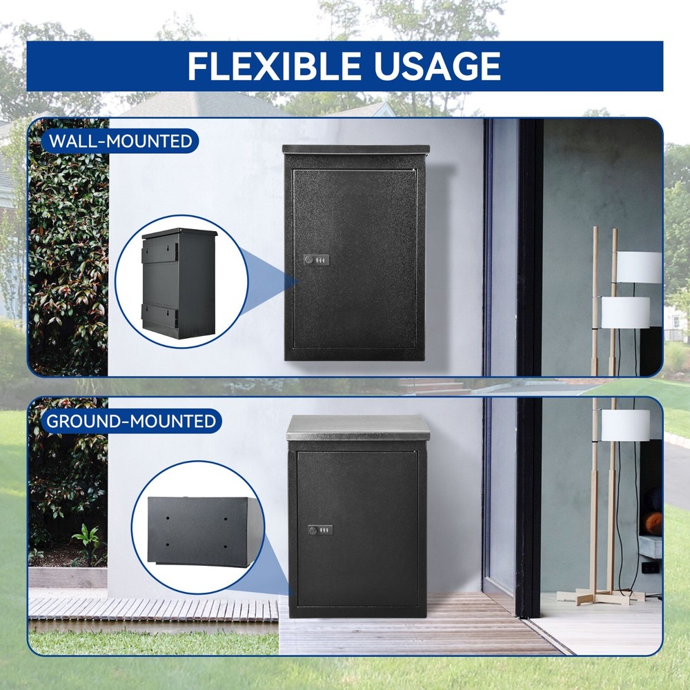 19.7x13.4x8.7'' Large Package Letter Delivery Boxes Coded Lock Office Wall Mount