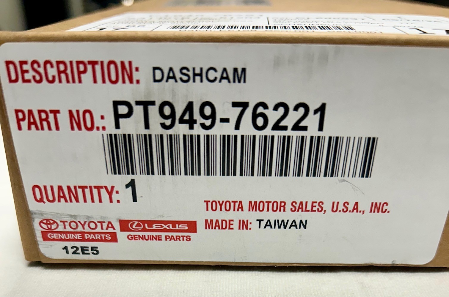NEW OEM FACTORY LEXUS DASHCAM PT949-76221 2024-2026 TX GX550 RZ 2022-2026 LX