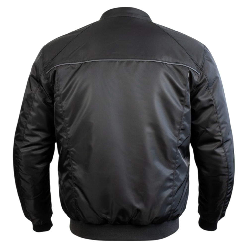 MDM Motorcycle Jacket Flight Bomber with Protectors Ventilation Black with Protector