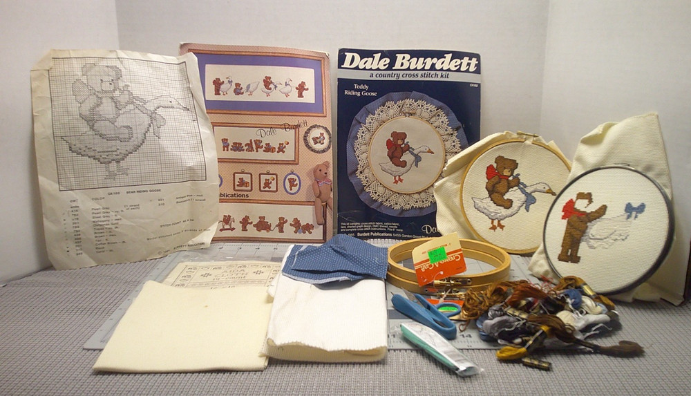 Cross Stitch Multi Item Lot  Rings Open Kit Thread Medium Approx. 6"