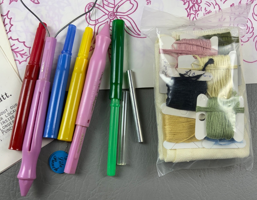 Vintage Punch Embroidery - Yarn, Punch Tools, Patterns