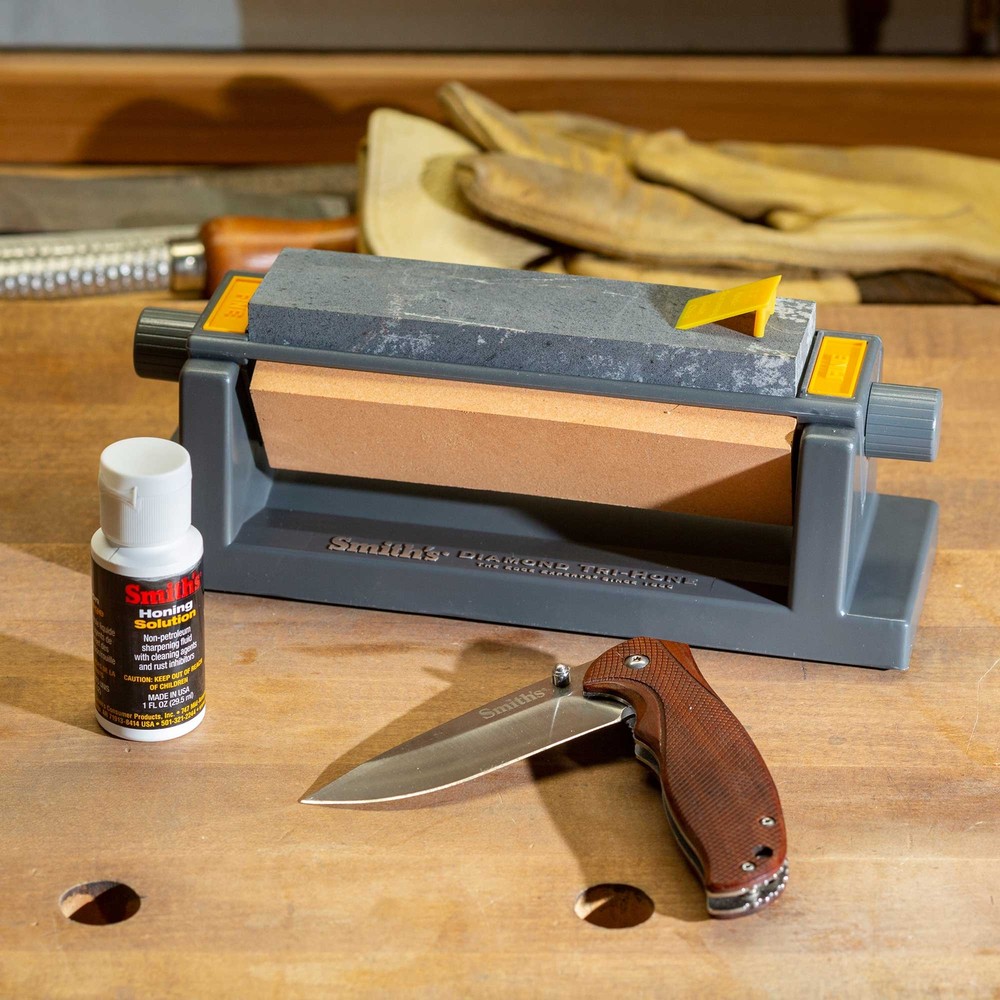 Smith's Sharpening System 6 inch Micro-Tool Diamond Tri-Hone Stone Base SMTRI6