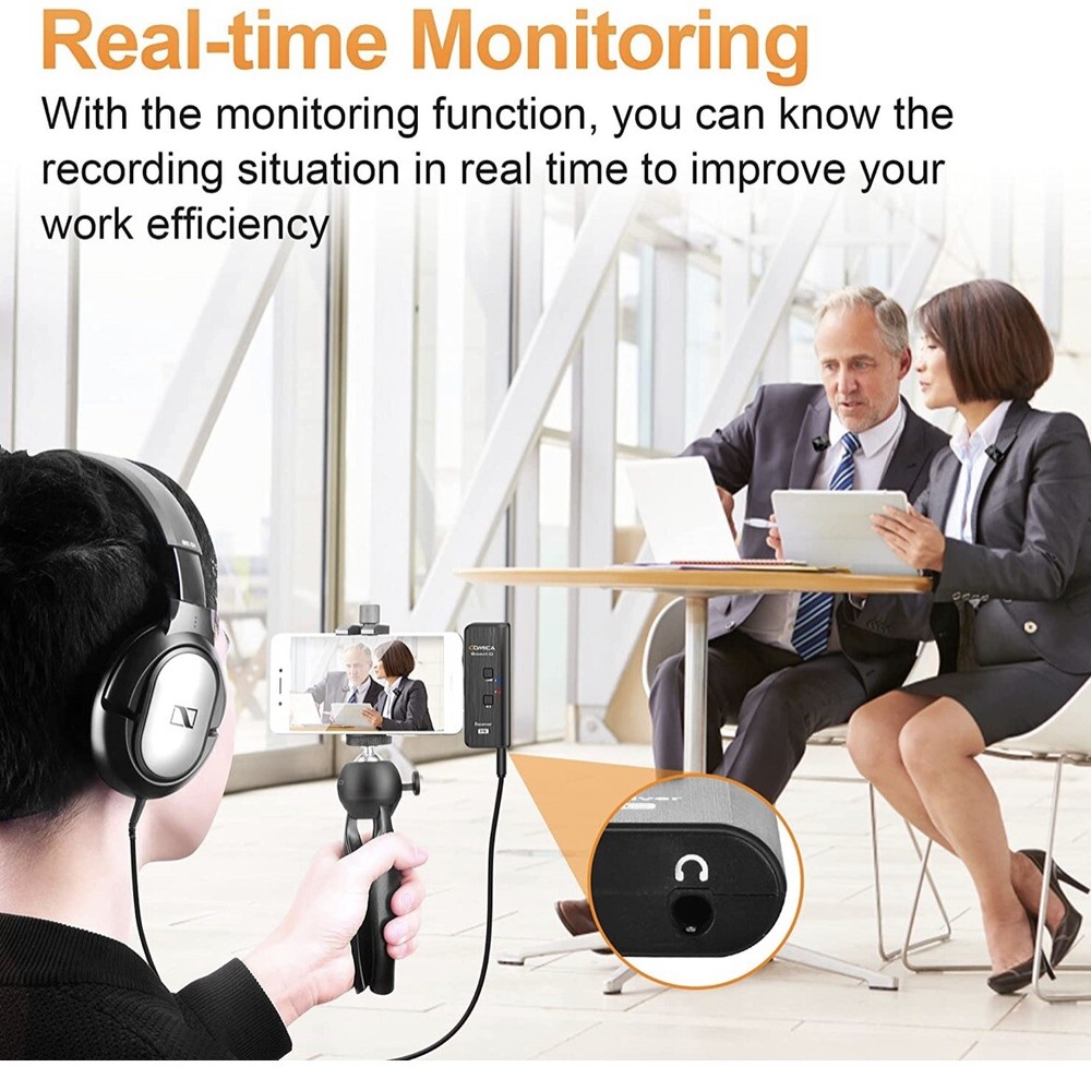 Wireless Lapel Microphone set for iPhone Comica MI2 2.4G For interviews podcast