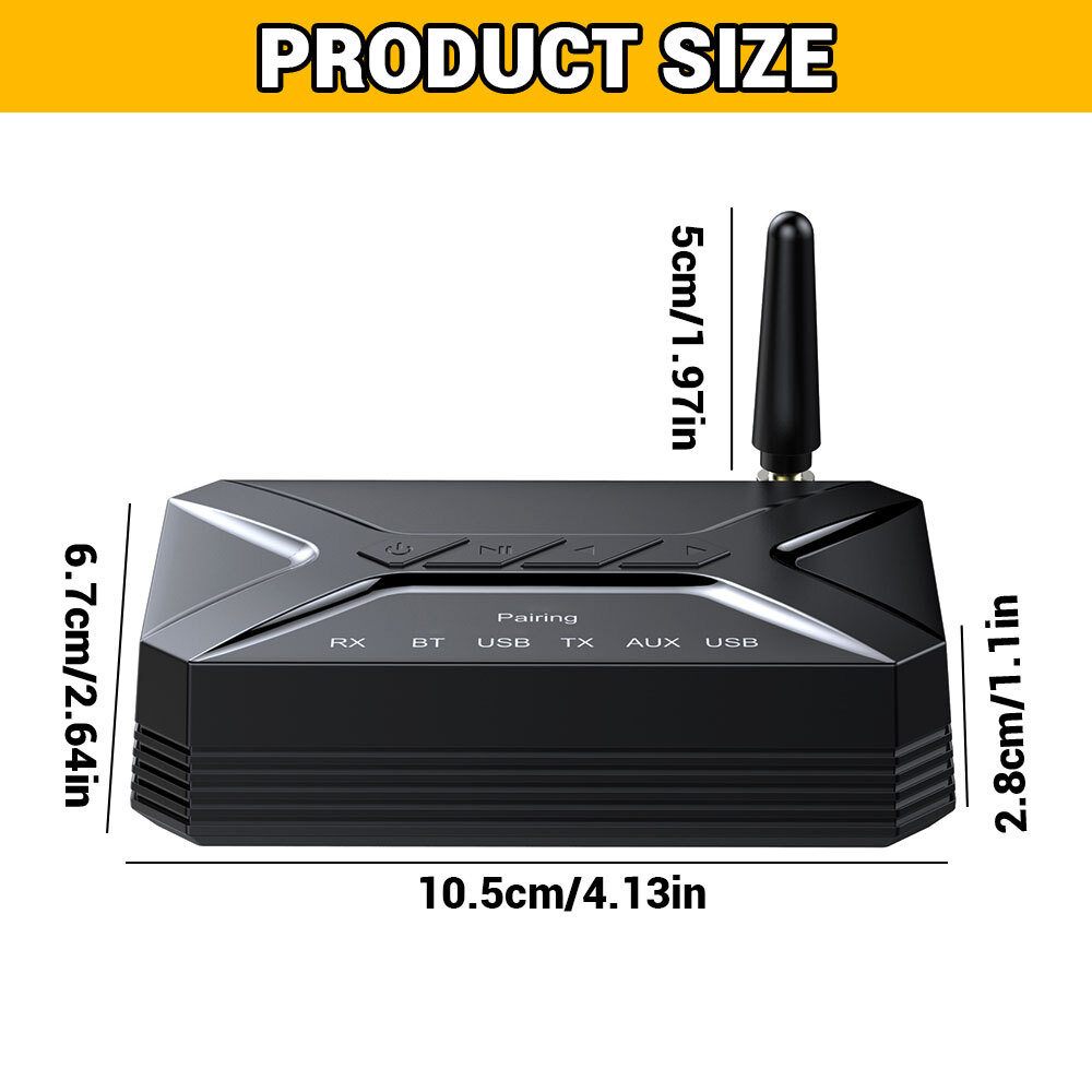 Bluetooth 5.1 Transmitter Receiver Long Range for TV Home Stereo Audio Adapter*
