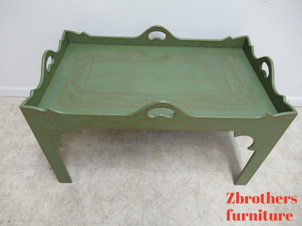 Niermann Weeks Paint Decorated Parson Tray Top Serving Coffee Table