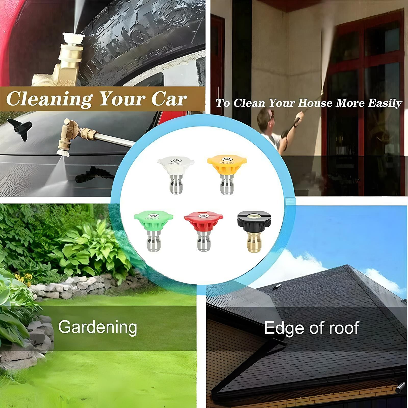 1/4" 5pcs Pressure Washer Spray Tips Nozzles High Power Kit Quick Connect Set US