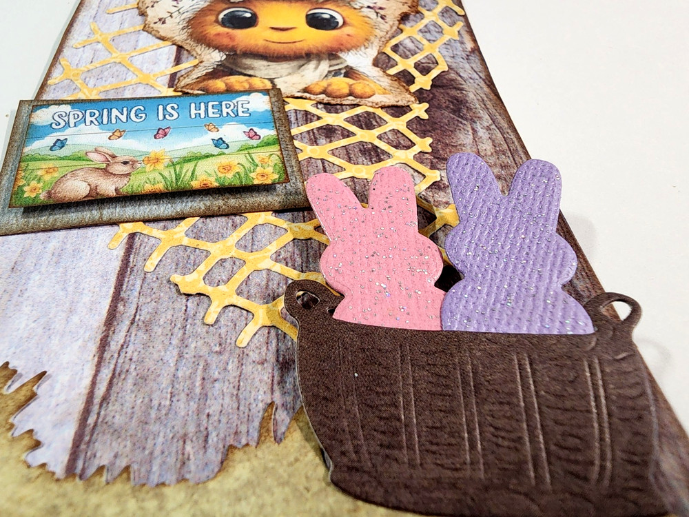 Spring Is Here Easter Bee Peeps In Basket OOAK #37 3D Handmade