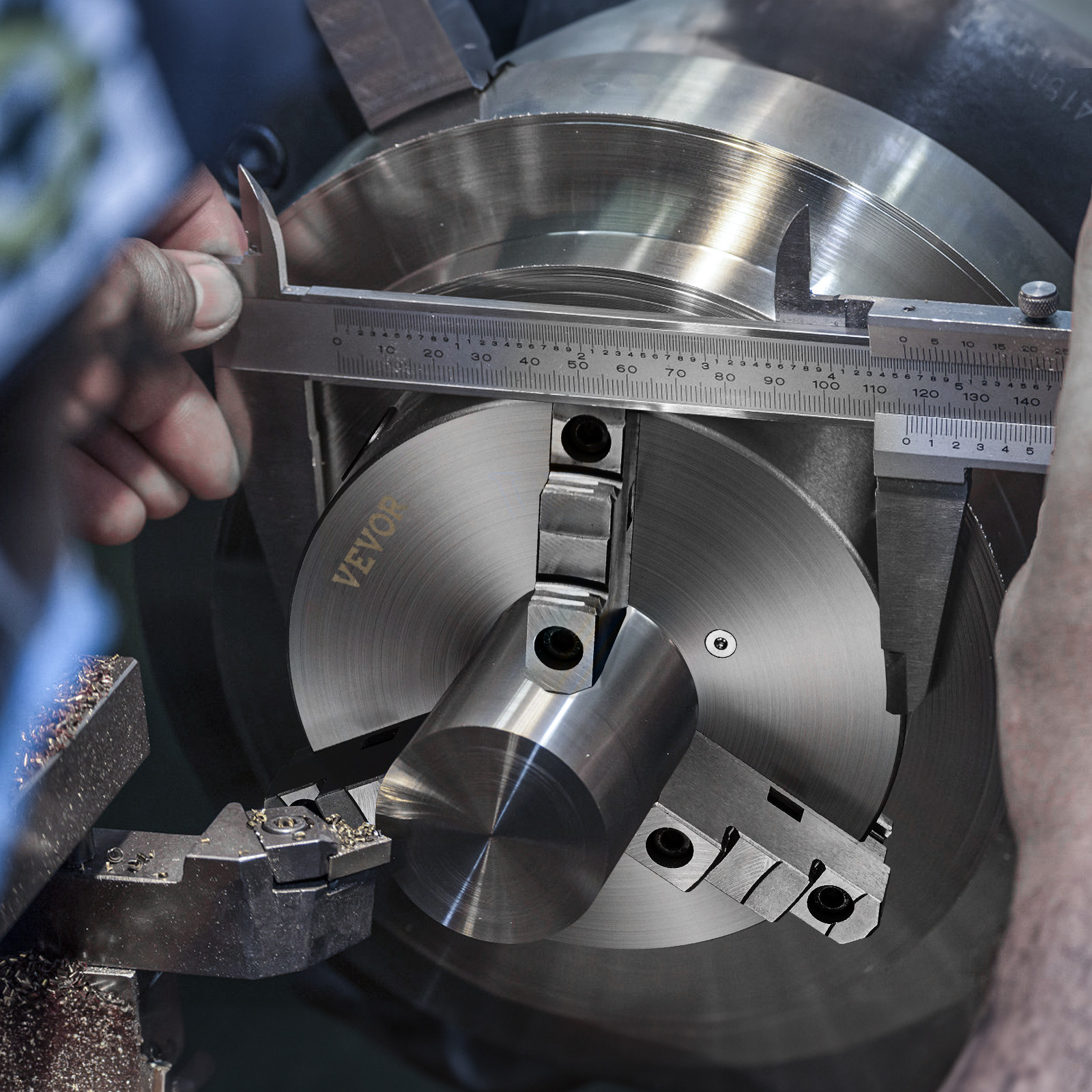 VEVOR 10'' 3-Jaw Lathe Chuck Self-Centering Lathe Chuck for Grinding Drilling