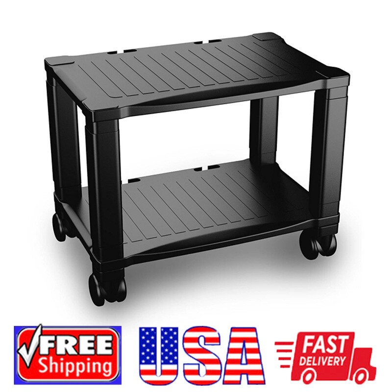 Mobile Printer Stand 2-Tier Under Desk Table Storage Fax Scanner Office Compact