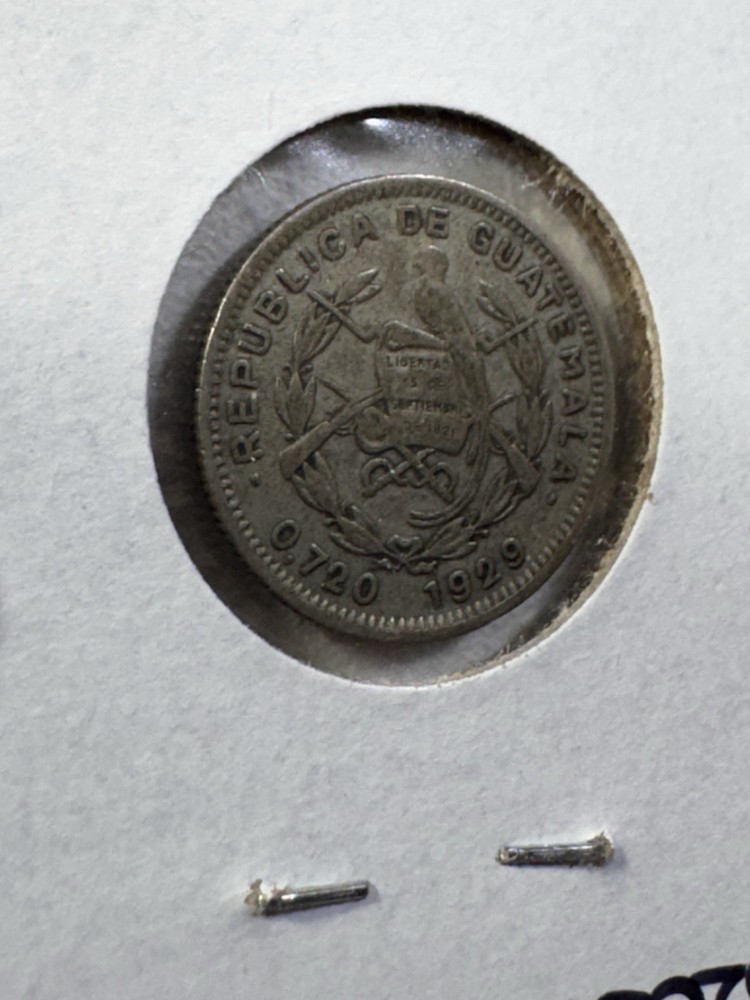 1929 Guatemala 5 Centavos Silver Coin