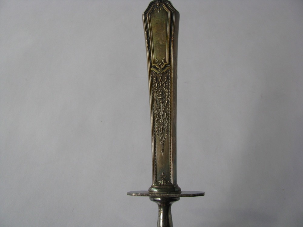 1847 Rogers Bros Ancestral Pattern Carving Knife Sharper Silver Plate Handle Lg