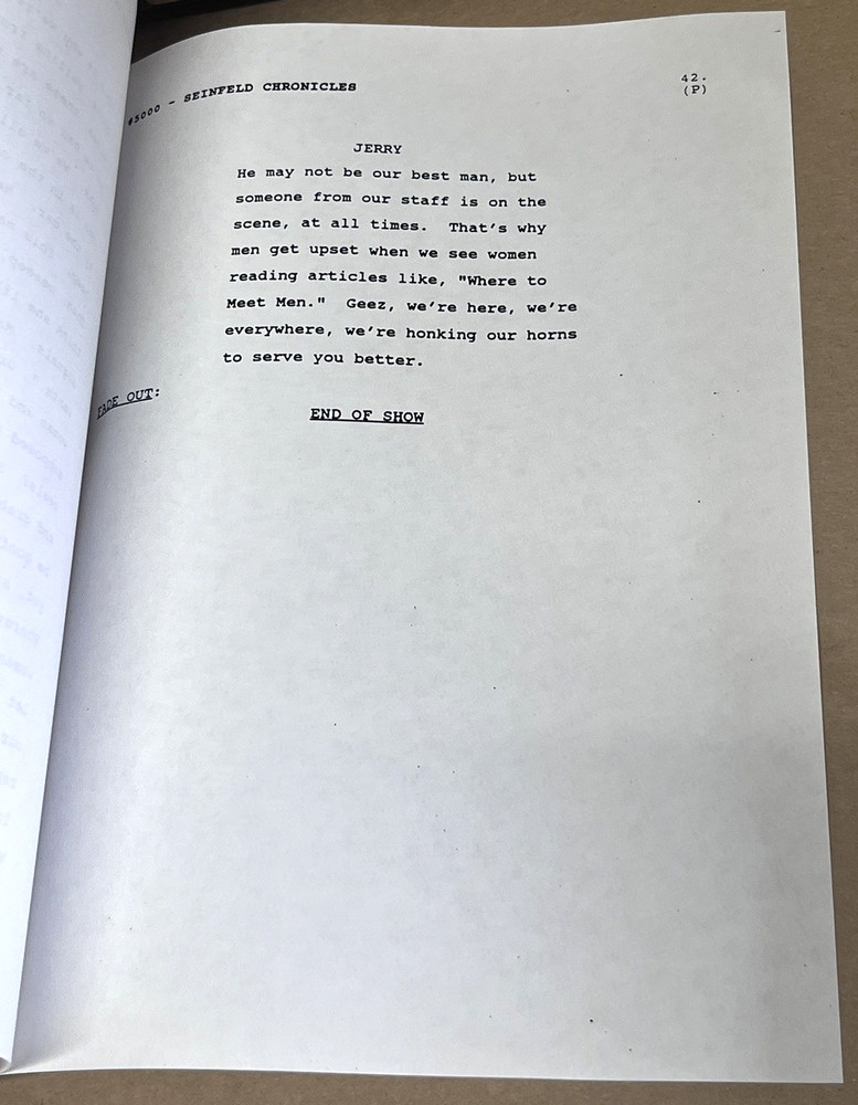 The Seinfeld Chronicles Pilot 1st Episode Original TV Sitcom Script Larry David