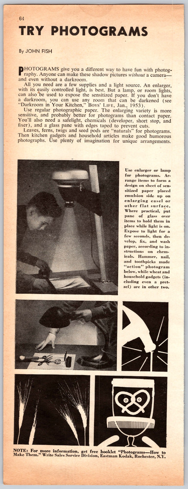 1954 Magazine Article Try Photograms John Fish