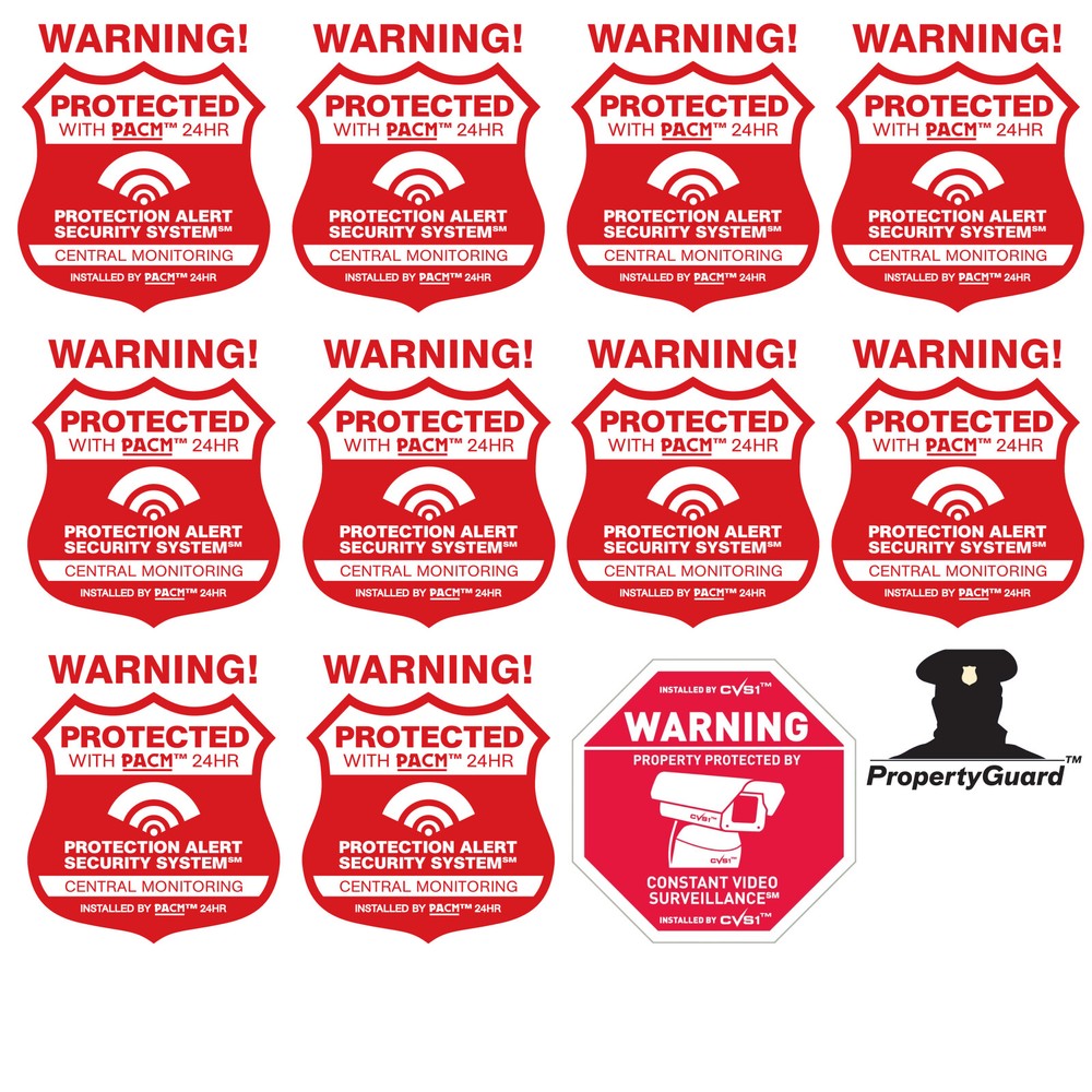 10 Real Home Security Alarm System Stickers - Plus CCTV Security Camera Decal
