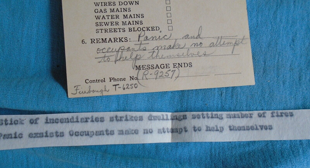 WWII Air Raid Damage Report, dated test, with original instructions