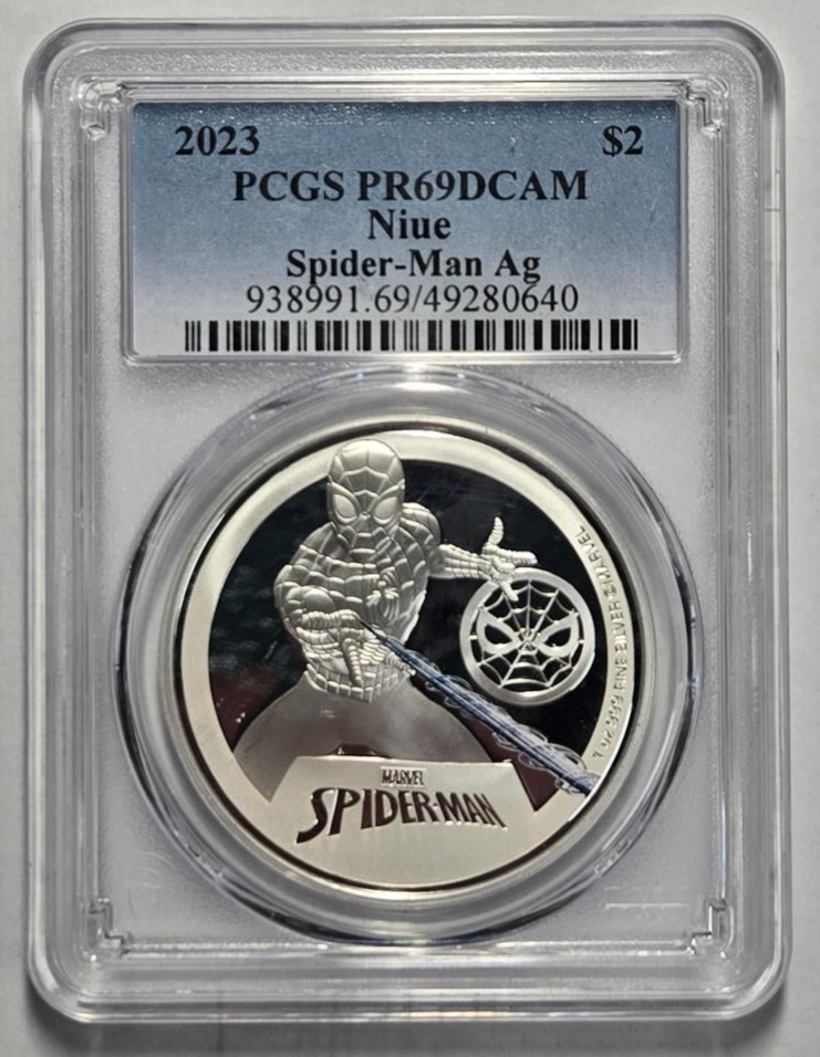 2023 NIUE MARVEL SPIDER-MAN $2 PCGS PR69DCAM Certified Coin