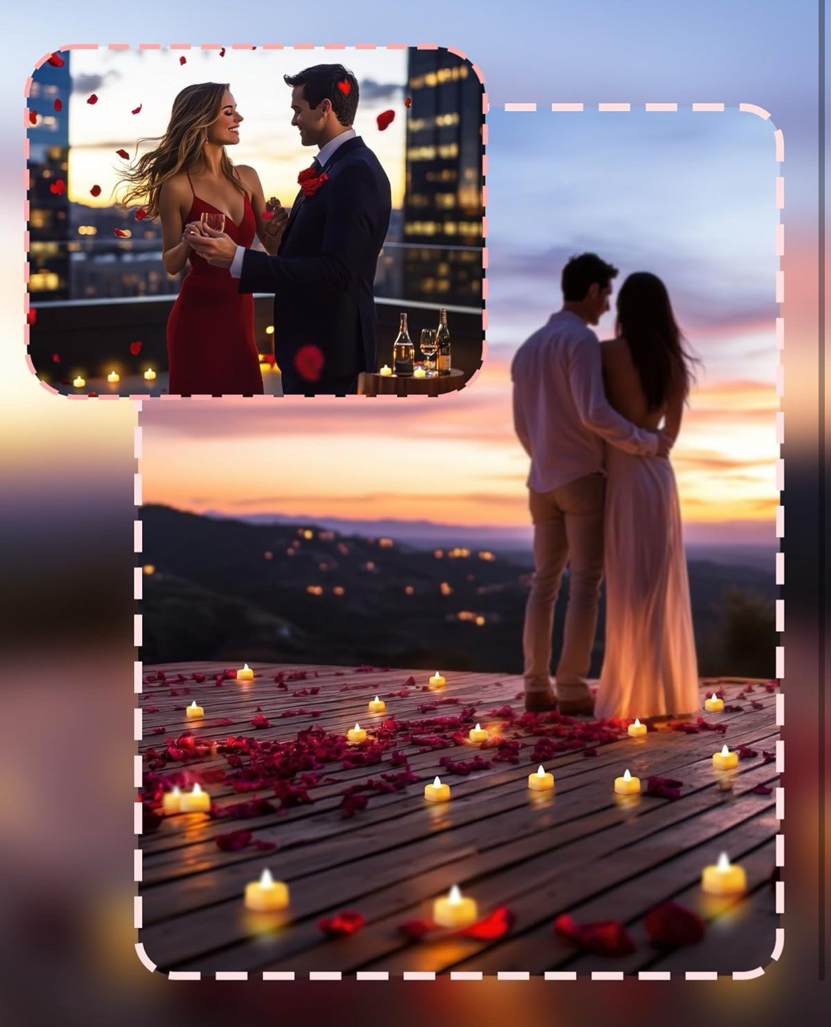 2000pcs Artificial Rose Petals with 24 LED Tea Lights