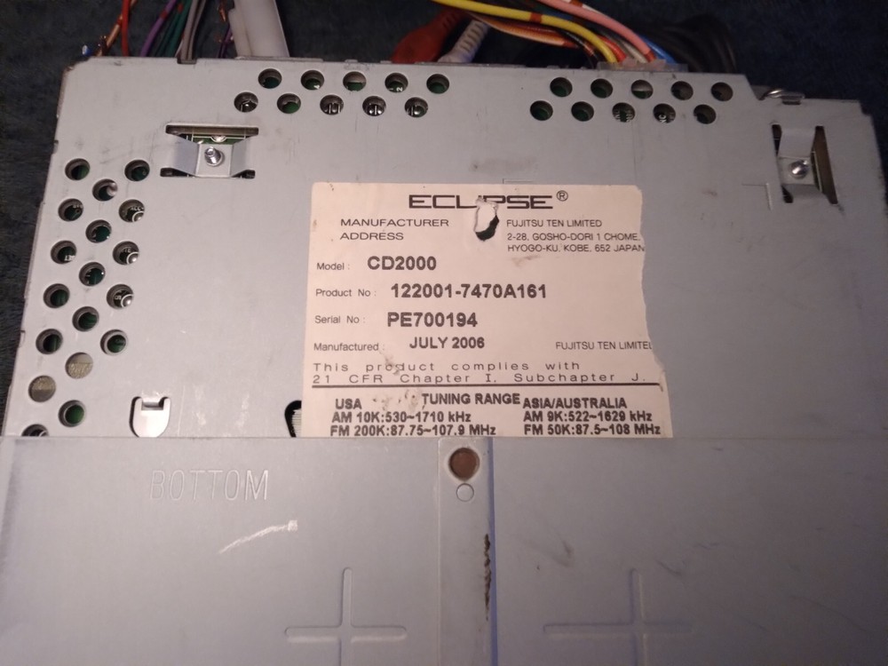 Eclipse CD2000, CD/MP3/Receiver, Sirius Satellite & HD Ready, 5 Volt Preouts