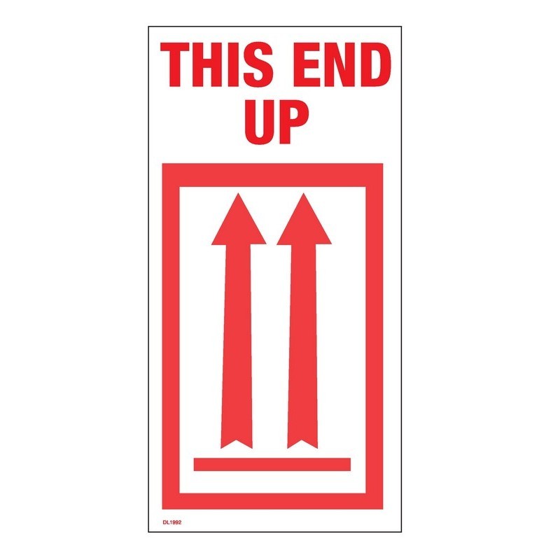 4" x 8" This End Up Labels (500 per Roll)