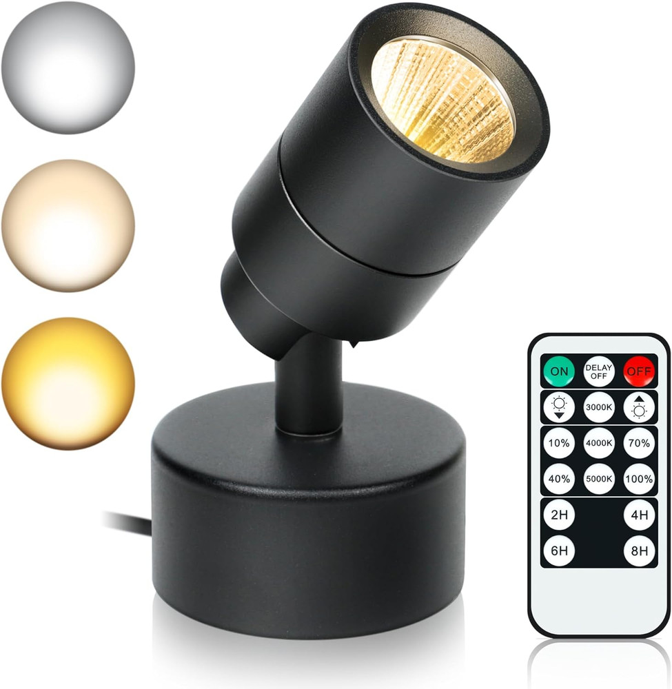 LED Spotlights Indoor, 5W Plants Uplighting with Remote Control Dimmable & Timer