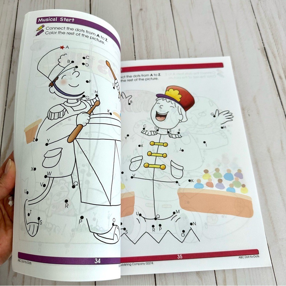 Bundle of 2 Kids Pre-K Learning Workbooks Math Basic Concepts & ABC Dot-To-Dots