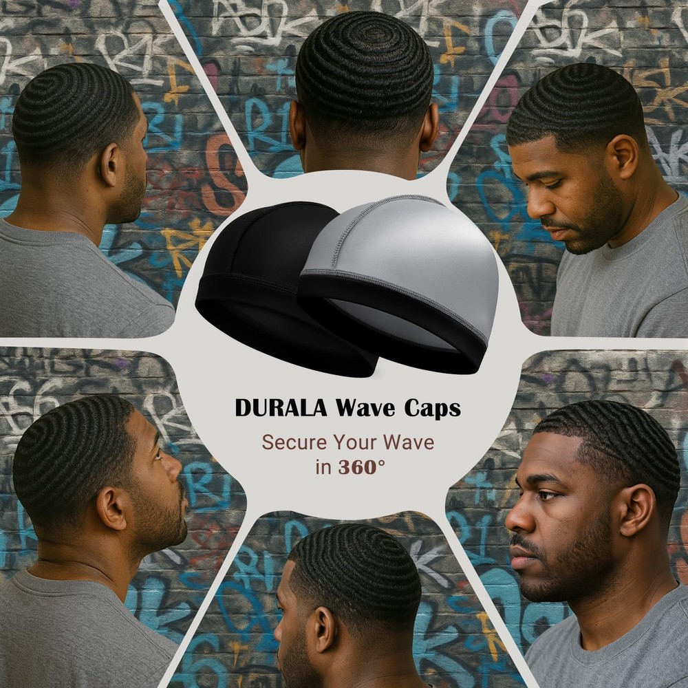 Super Elastic Wave Cap, Good Compression Stocking Cap for 360 540 720 Wave (B...