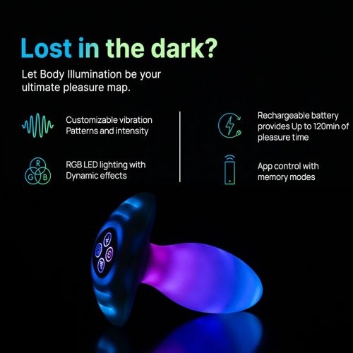 Illumination THE Plug App Controlled Custom Lighting Vibrating Anal Plug