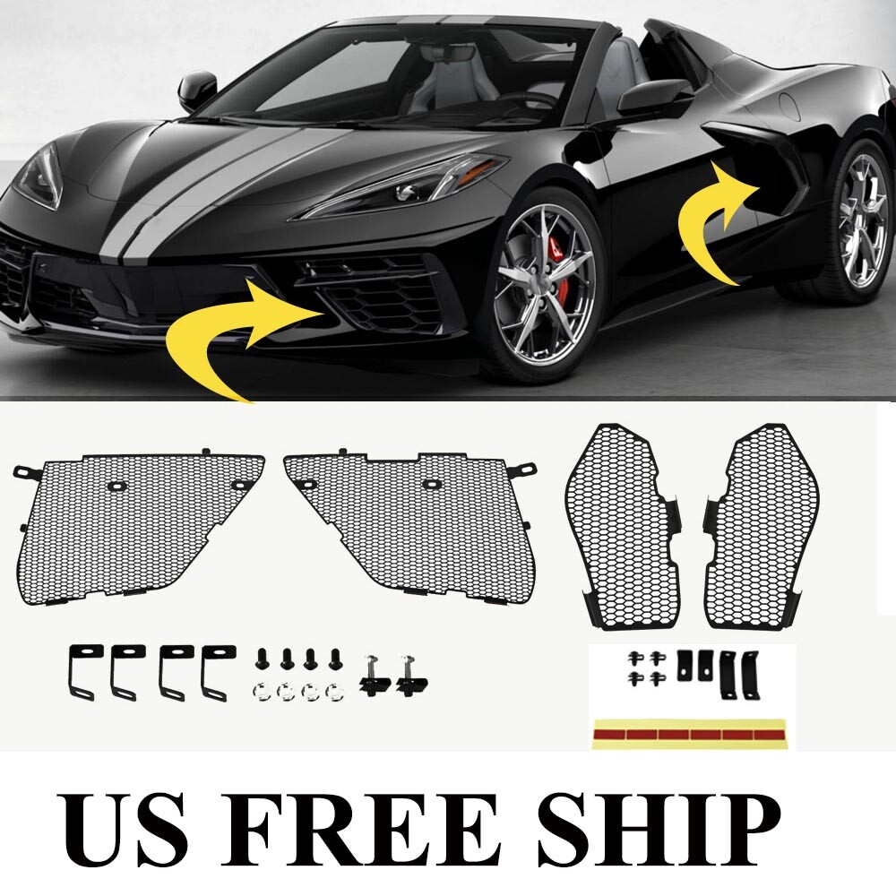 For Corvette C8 Z51 20-2024 Side Intake Mesh Grille +Front Grill Radiator Guard
