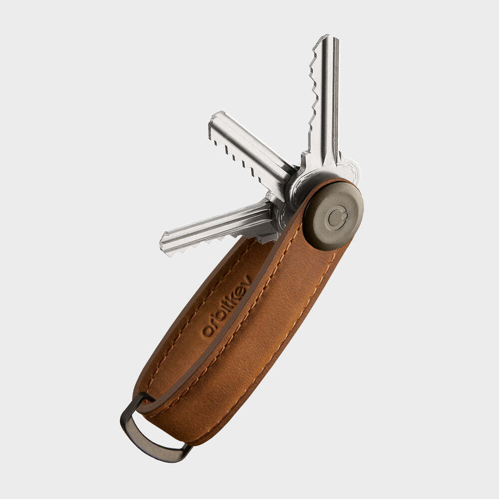 Orbitkey Crazy-Horse Leather Key Organizer in Chestnut Brown