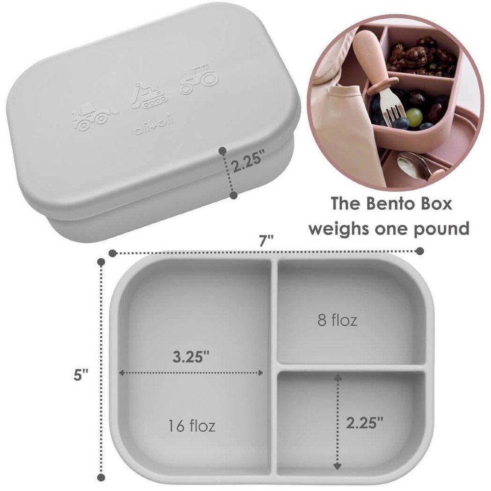 Ali+Oli Silicone Bento Box, Construction, Gray