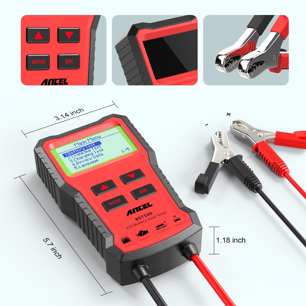 ANCEL BST100 12V Auto Battery Load Tester Analyzer Cranking Charging Test Tool