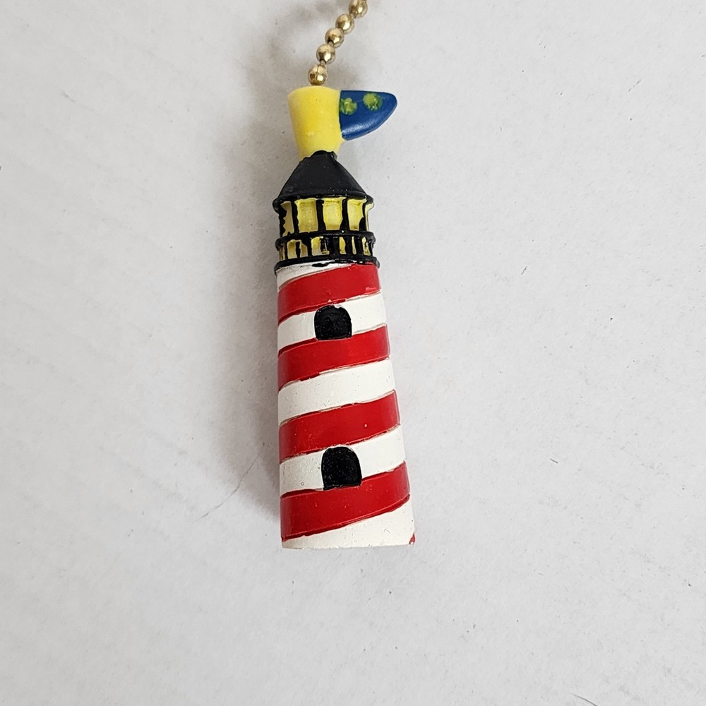 Striped Lighthouse Fan Pull Red White Yellow Carol Eldridge 8 Inch