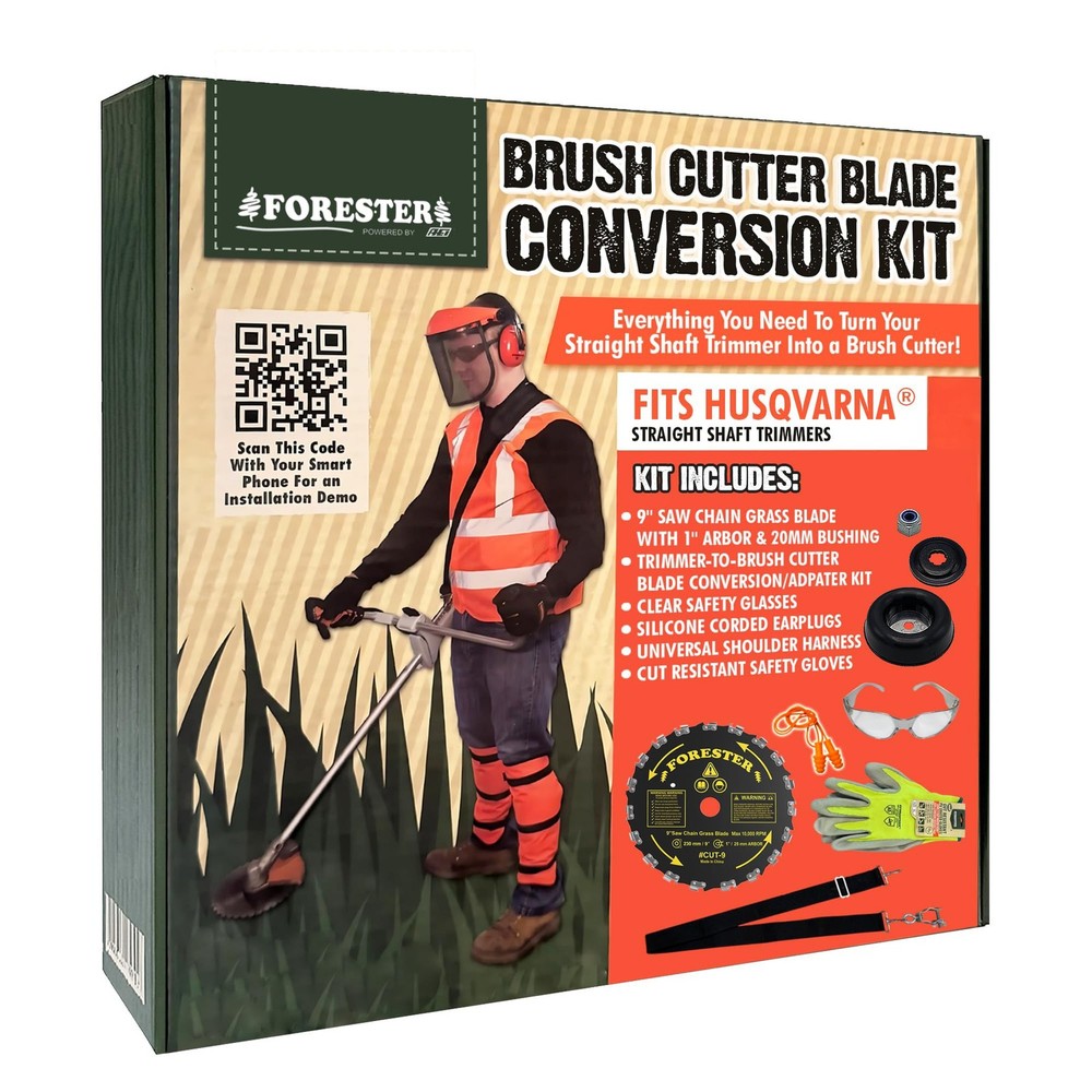 FORESTER Brush Cutter Trimmer Conversion Kit with Cut-9, Includes Safety Glas...