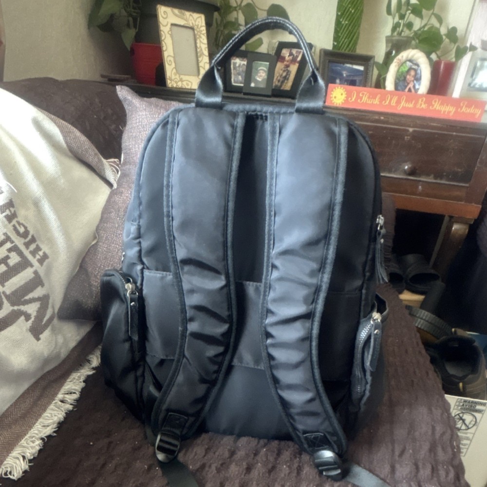 Black Solid Laptop Backpack Bag with Padded Shoulder Straps