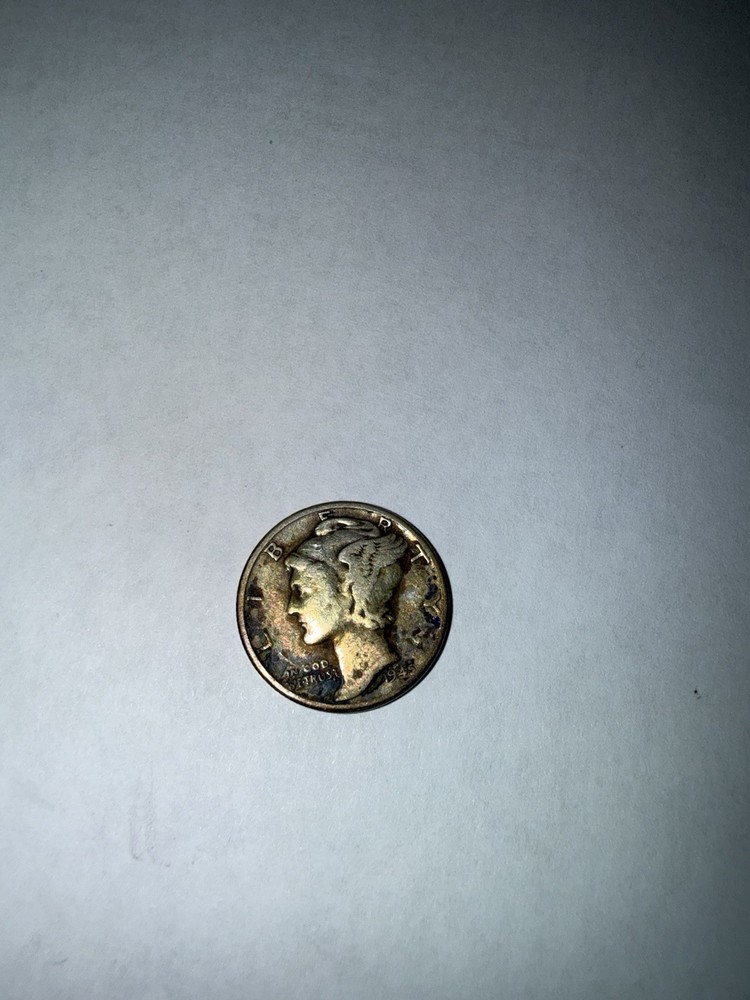 1945 Silver Mercury Dime *Rainbow Toned*