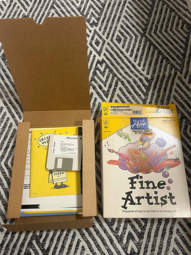 Microsoft Fine Artist Macintosh Software Boxed Promo Sample Missing Disk 1