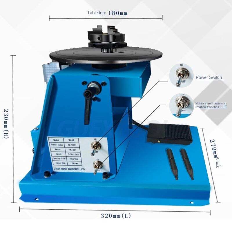 Welding Positioner Turntable Automatic Welding Shift Machine Lathe10KG+65 Chucks
