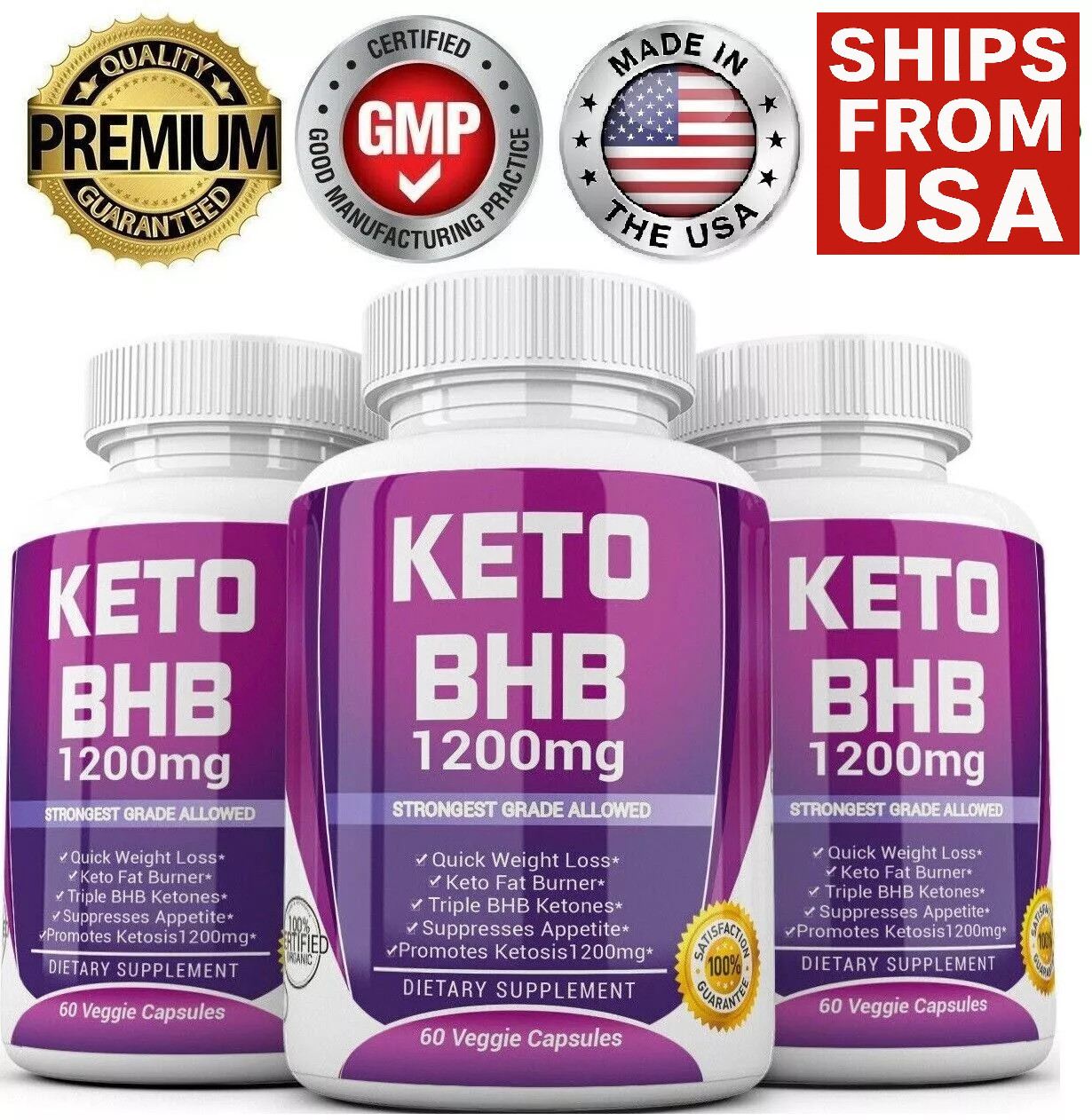 3 X KETO BHB 1200mg PURE Ketone FAT BURNER Weight Loss Diet Pills Ketosis